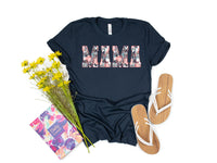 Navy & Pink Floral Mama T-Shirt