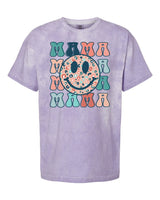 Retro Mama Leopard Smiley Face Comfort Color T-Shirt