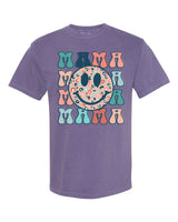 Retro Mama Leopard Smiley Face Comfort Color T-Shirt